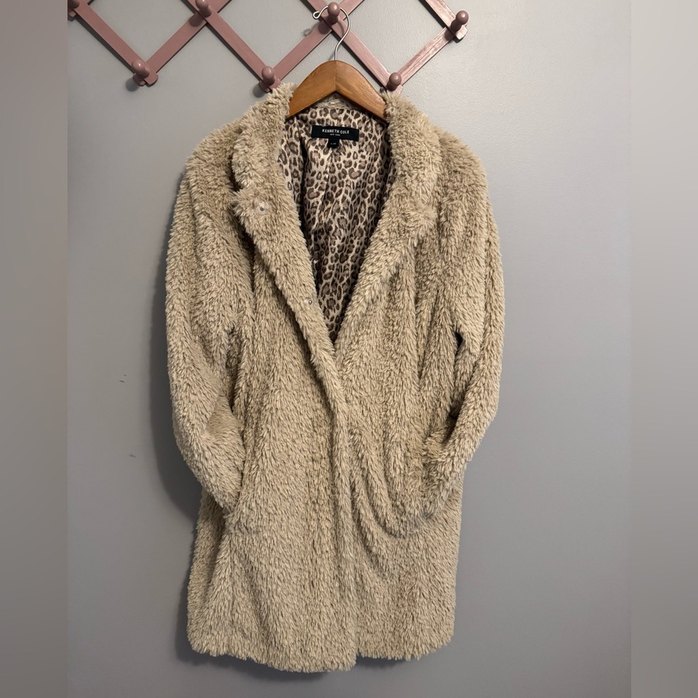 Kenneth Cole Faux Fur Tan Coat
